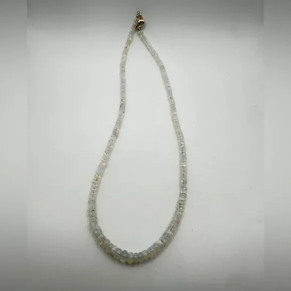 20.5" rondelle, graduatedāOpal beaded necklace with a 14kt yellow gold clasp! - Picture 8 of 13